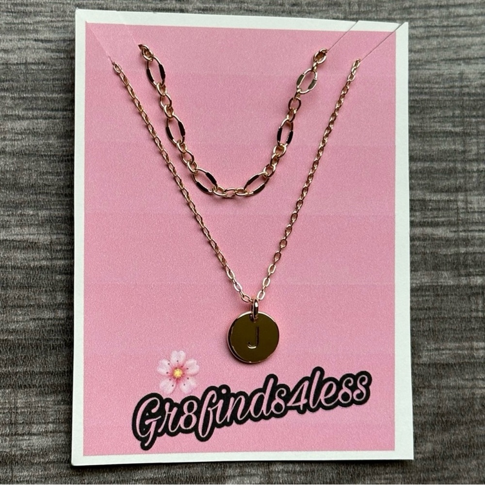 A, C, H, J, L, or M Initial Stackable Gold Plated Necklace Set New - Picture 4 of 10
